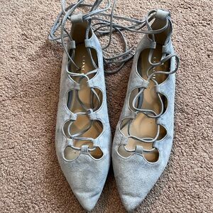 Coach blue suede lace up flats